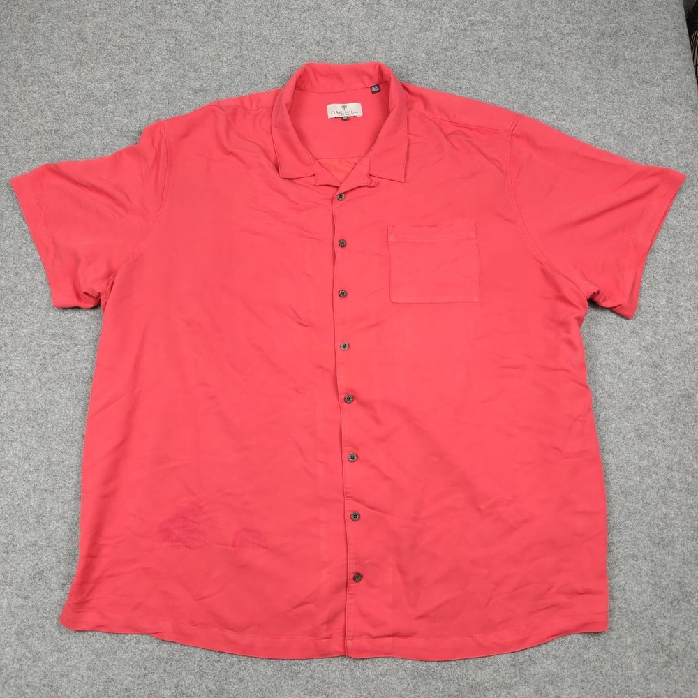 Oak Hill Shirt Mens‎ 4XL Pink Rayon Short Sleeve Button Up Big & Tall Casual